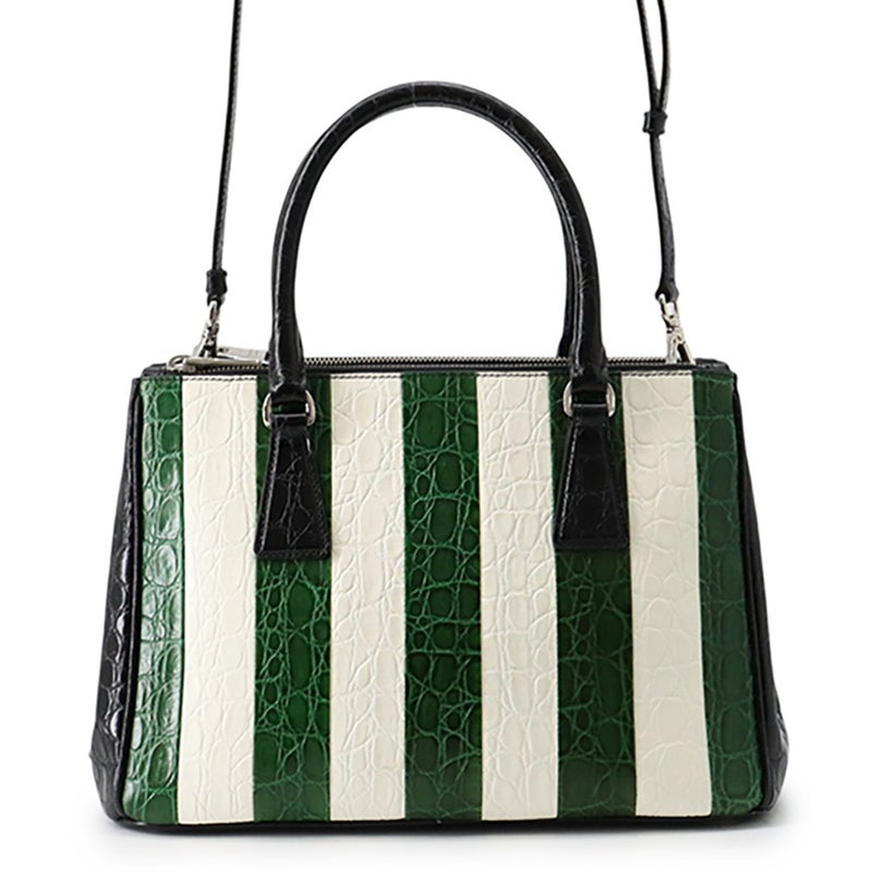 プラダ ハンドバッグ ガレリア クロコダイル 1BA863 PRADA 2wayショルダー 黒