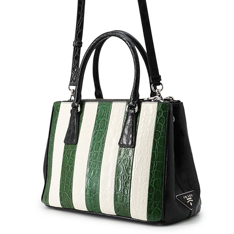 プラダ ハンドバッグ ガレリア クロコダイル 1BA863 PRADA 2wayショルダー 黒