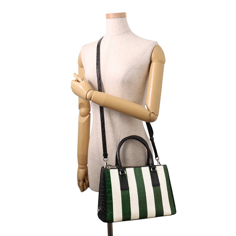 プラダ ハンドバッグ ガレリア クロコダイル 1BA863 PRADA 2wayショルダー 黒
