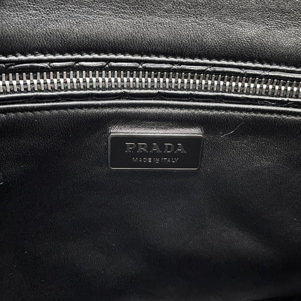 プラダ ハンドバッグ ガレリア クロコダイル 1BA863 PRADA 2wayショルダー 黒