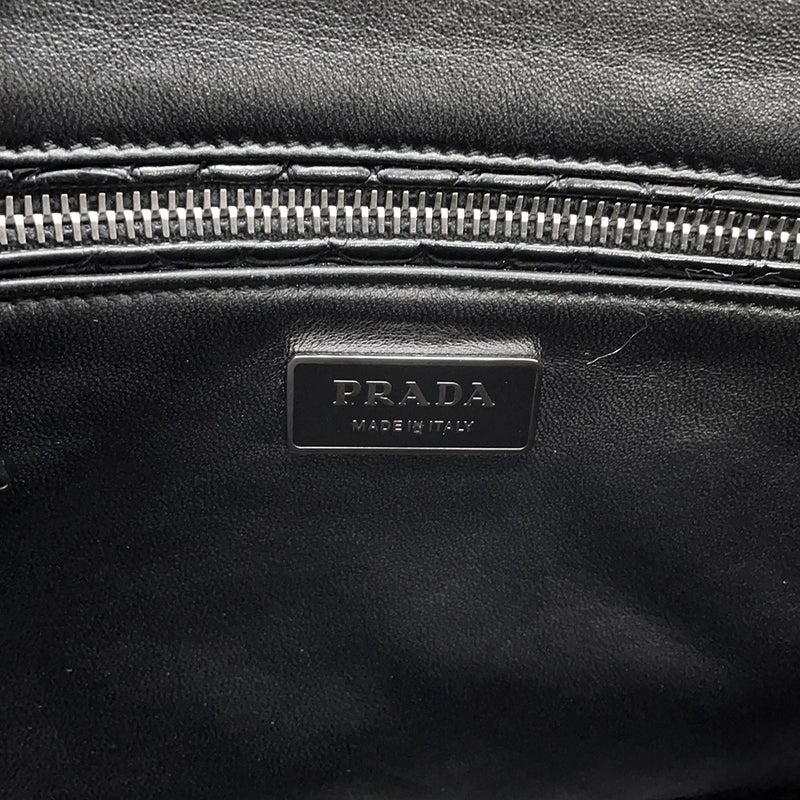 プラダ ハンドバッグ ガレリア クロコダイル 1BA863 PRADA 2wayショルダー 黒