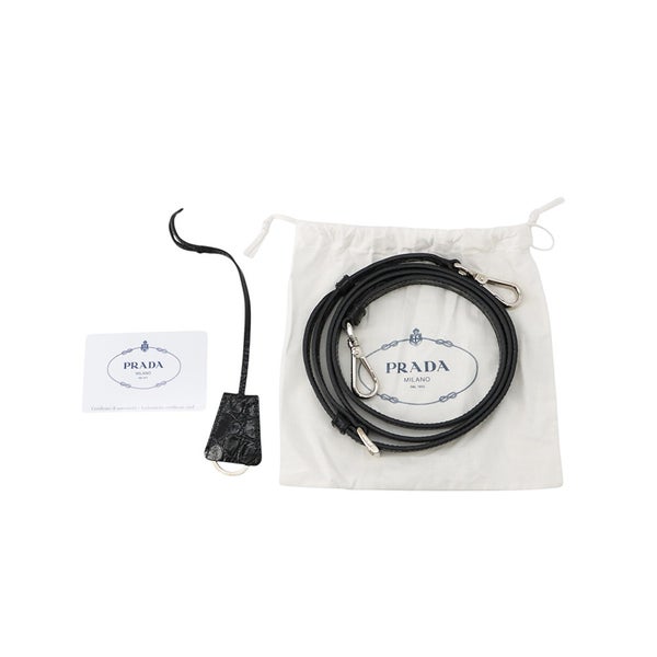 プラダ ハンドバッグ ガレリア クロコダイル 1BA863 PRADA 2wayショルダー 黒