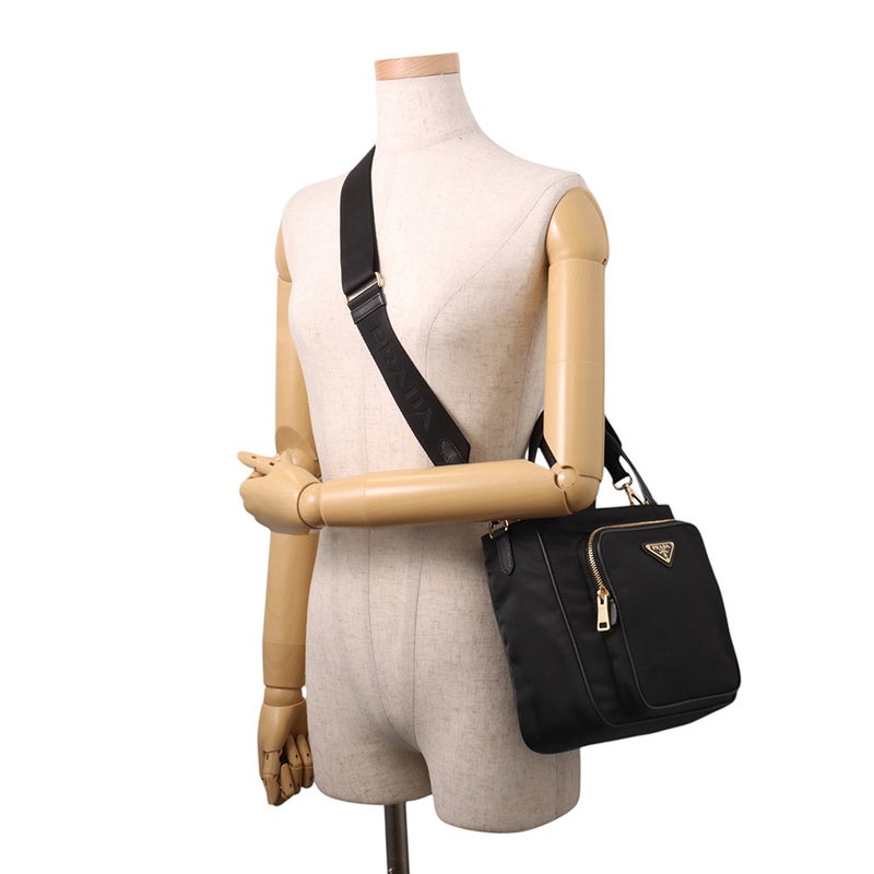 プラダ ハンドバッグ トライアングルロゴ サフィアーノ 1BG308 PRADA ２wayショルダー 黒