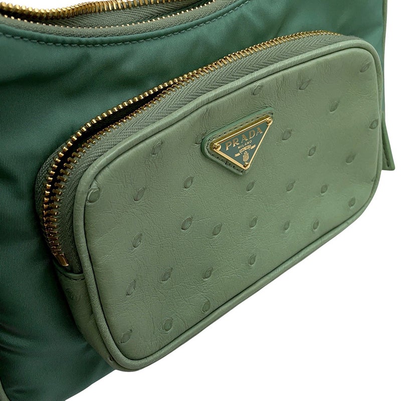 プラダ ショルダーバッグ トライアングルロゴ ナイロン/オーストリッチ 1BC198 PRADA ２way