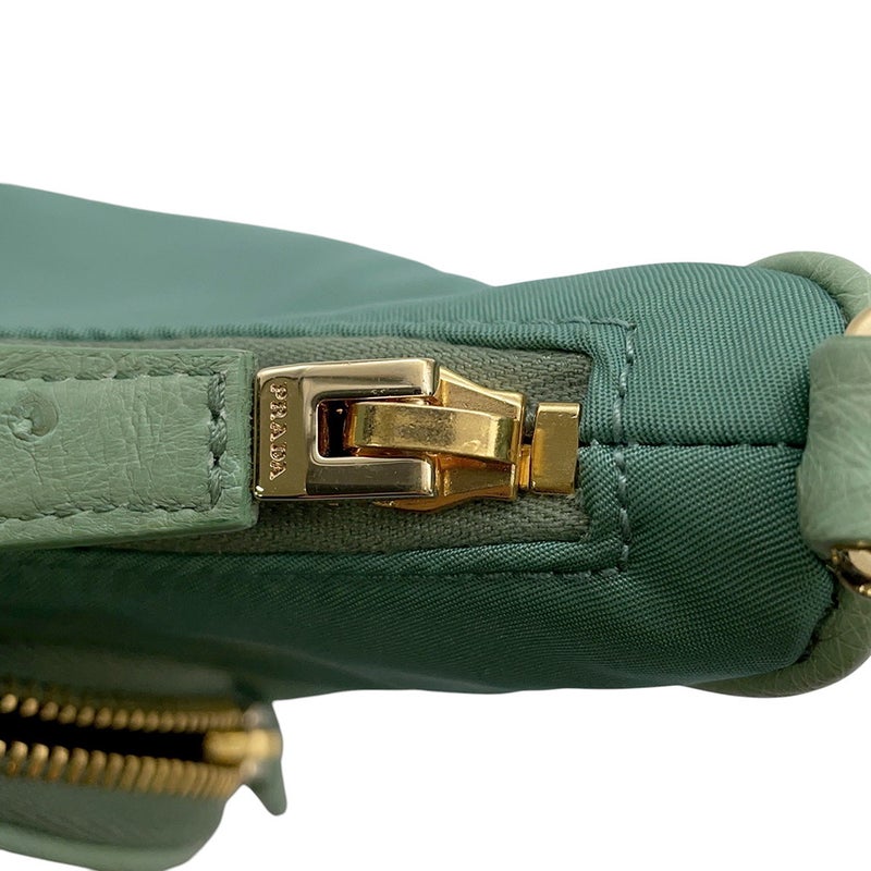 プラダ ショルダーバッグ トライアングルロゴ ナイロン/オーストリッチ 1BC198 PRADA ２way