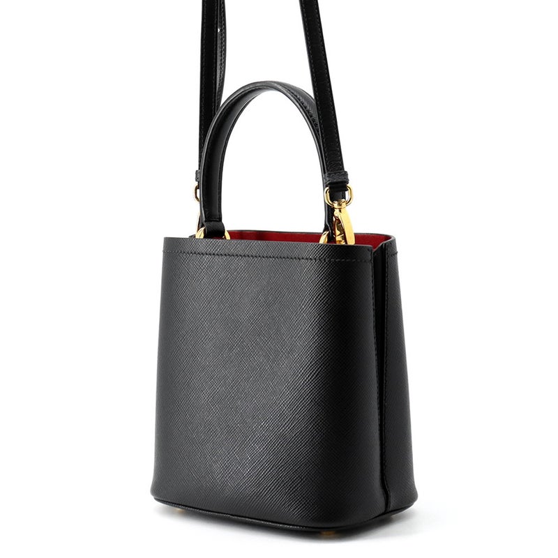 プラダ ハンドバッグ サフィアーノ パニエ レザー スモール 1BA217 PRADA 2wayショルダーバッグ 黒