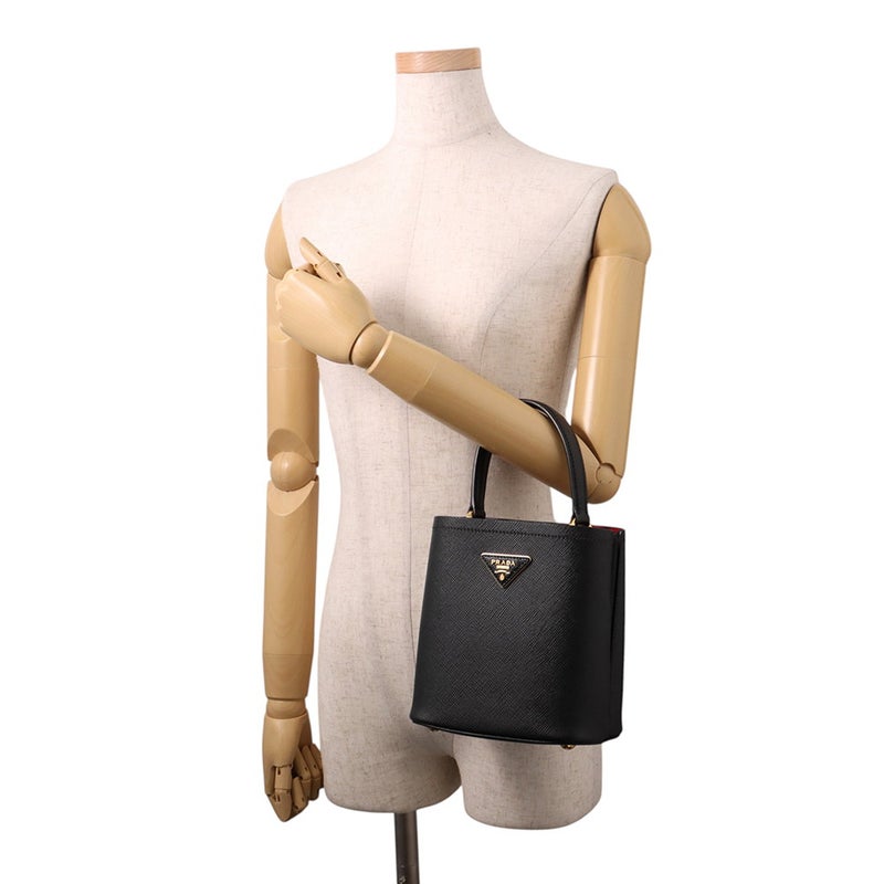 プラダ ハンドバッグ サフィアーノ パニエ レザー スモール 1BA217 PRADA 2wayショルダーバッグ 黒