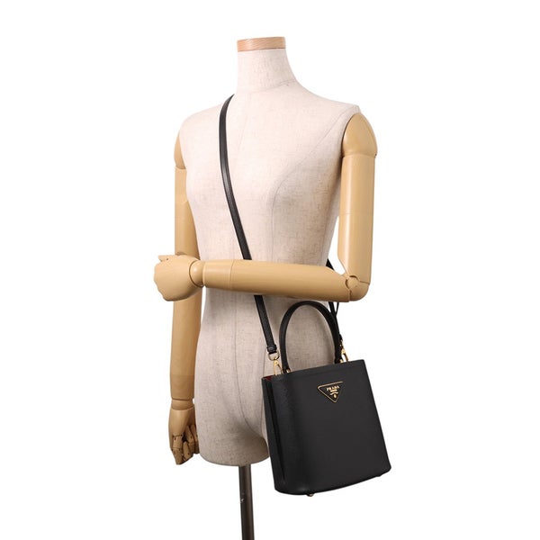 プラダ ハンドバッグ サフィアーノ パニエ レザー スモール 1BA217 PRADA 2wayショルダーバッグ 黒