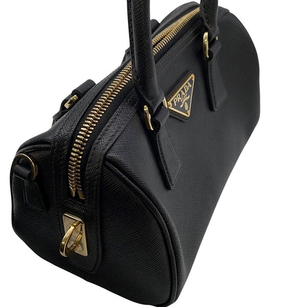プラダ ハンドバッグ ミニ サフィアーノ トライアングルロゴ 1BB846 PRADA ２wayショルダー 黒 ボストンバッグ