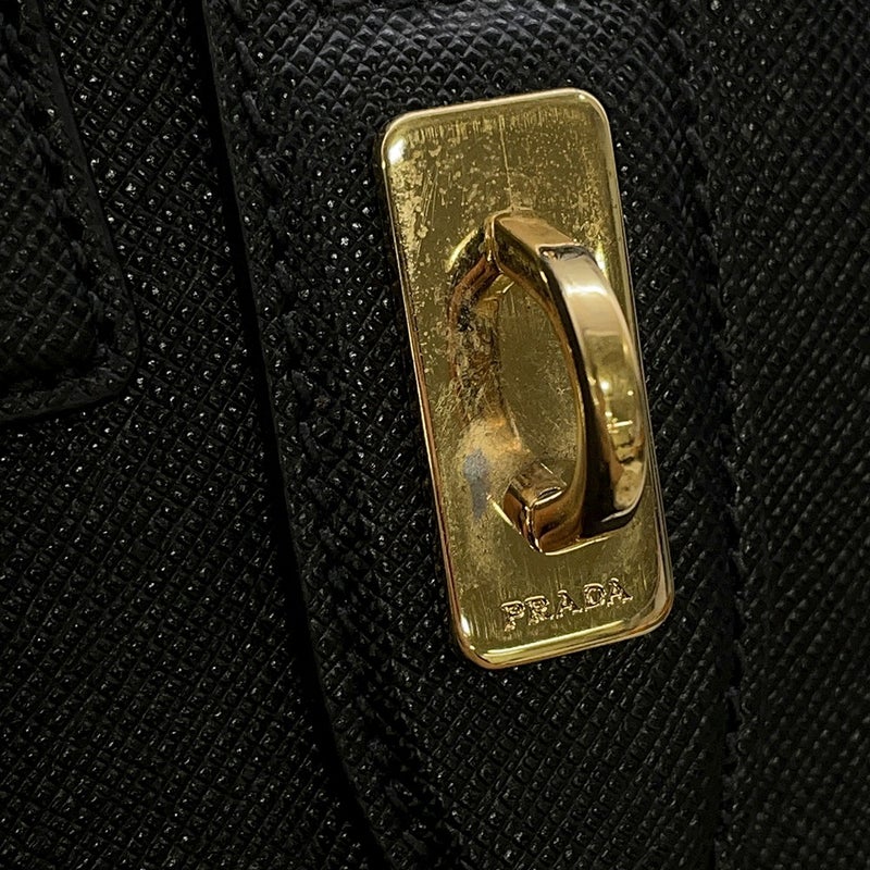 プラダ ハンドバッグ ミニ サフィアーノ トライアングルロゴ 1BB846 PRADA ２wayショルダー 黒 ボストンバッグ