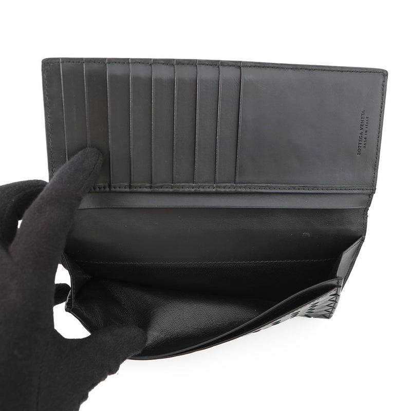 ボッテガヴェネタ 長財布 イントレチャート レザー 120697 BOTTEGA VENETA メンズ 黒