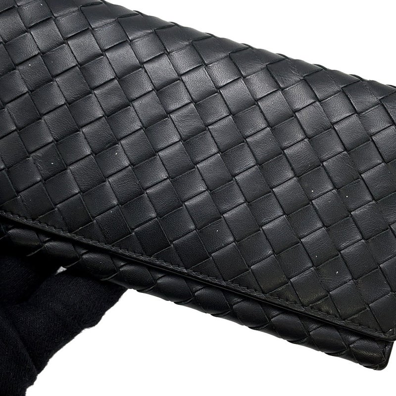 ボッテガヴェネタ 長財布 イントレチャート レザー 120697 BOTTEGA VENETA メンズ 黒