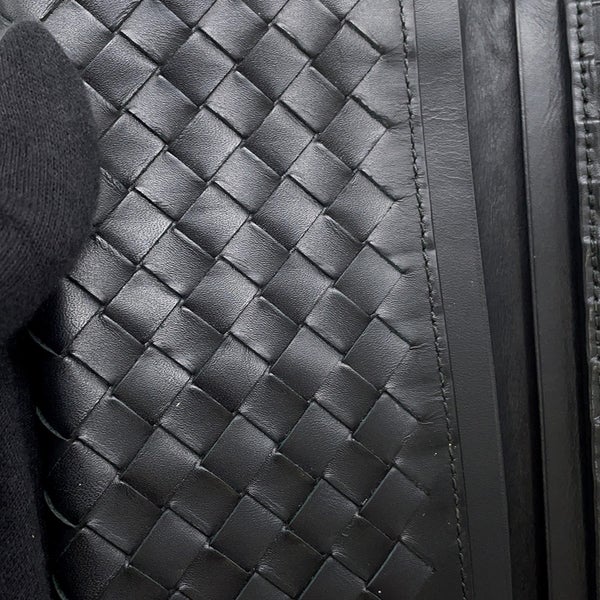 ボッテガヴェネタ 長財布 イントレチャート レザー 120697 BOTTEGA VENETA メンズ 黒