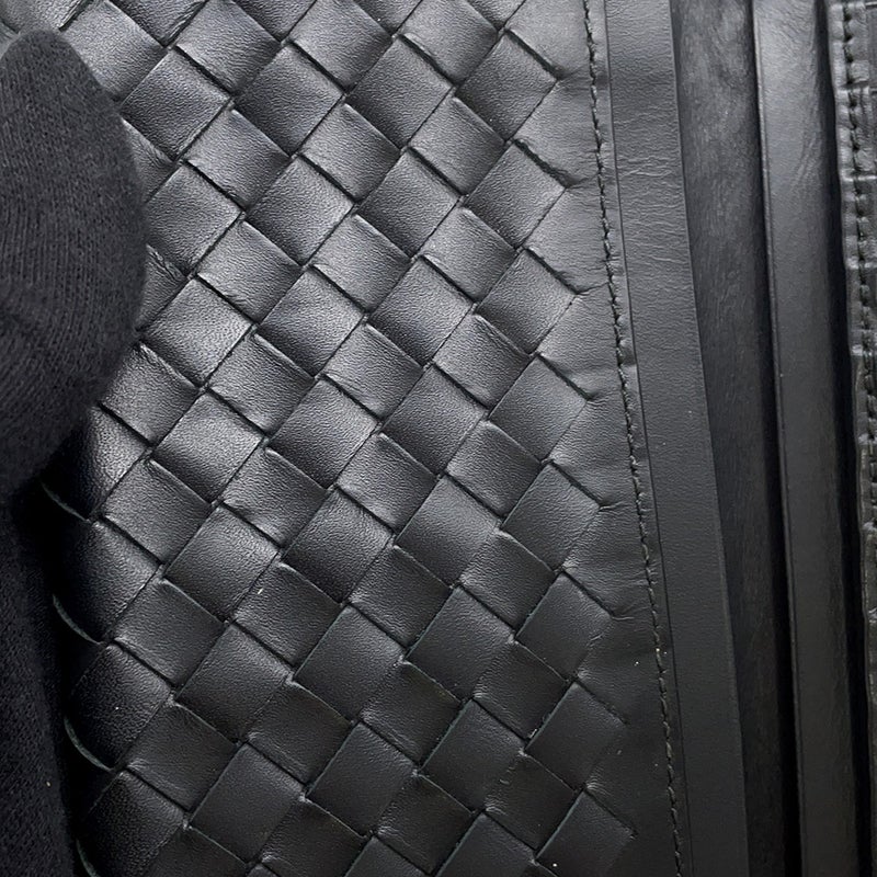 ボッテガヴェネタ 長財布 イントレチャート レザー 120697 BOTTEGA VENETA メンズ 黒