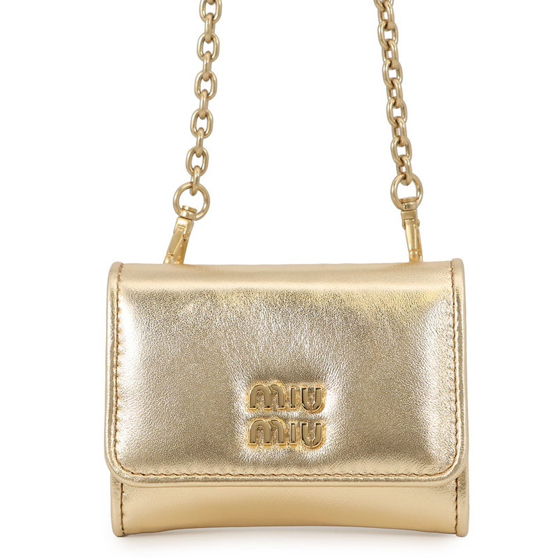 ミュウミュウ チェーンカードケース ミニ ロゴ レザー 5MR030 Miu Miu 財布