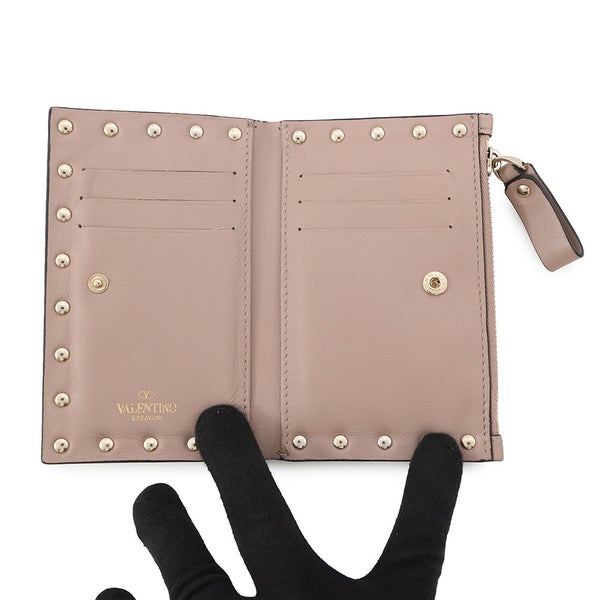 ヴァレンティノ・ガラヴァーニ 二つ折り財布 スタッズ コンパクト ウォレット  レザー VALENTINO 財布