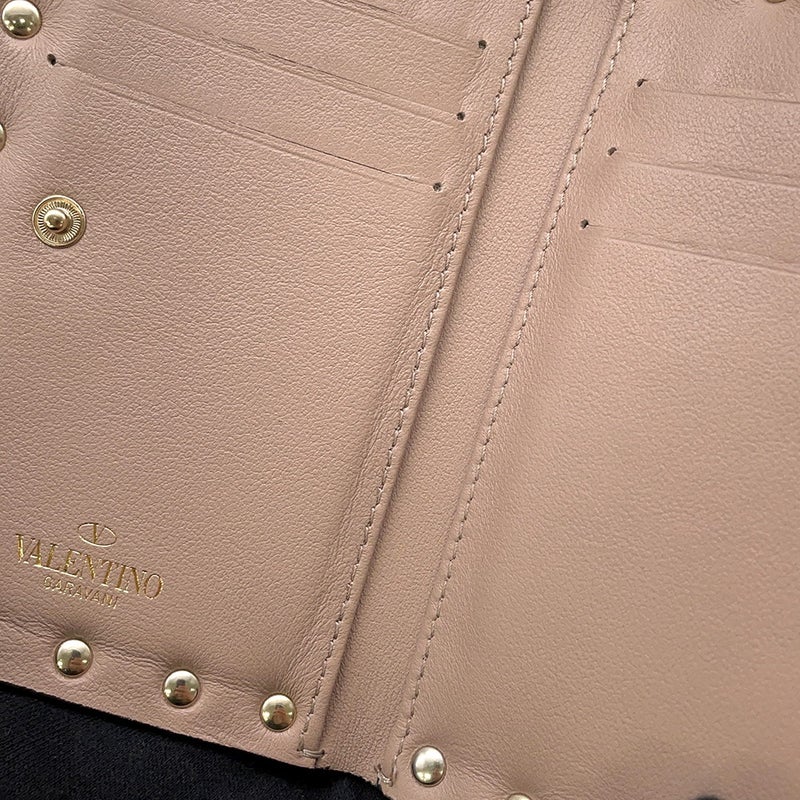 ヴァレンティノ・ガラヴァーニ 二つ折り財布 スタッズ コンパクト ウォレット  レザー VALENTINO 財布