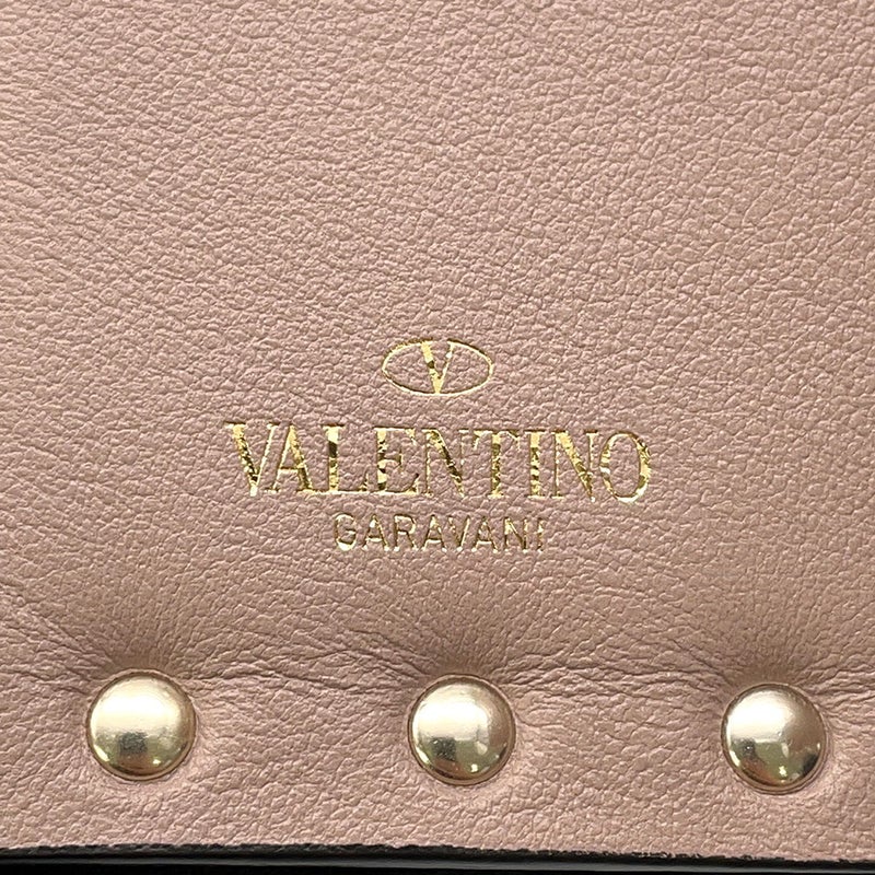 ヴァレンティノ・ガラヴァーニ 二つ折り財布 スタッズ コンパクト ウォレット  レザー VALENTINO 財布