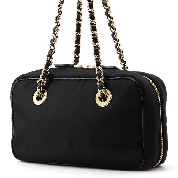 プラダ チェーンショルダーバッグ トライアングルロゴ ナイロン 1BB121 PRADA バッグ 黒