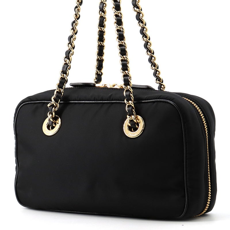 プラダ チェーンショルダーバッグ トライアングルロゴ ナイロン 1BB121 PRADA バッグ 黒