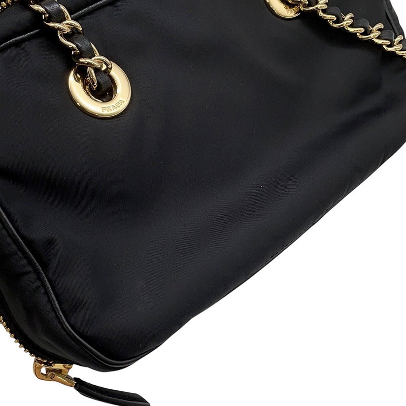 プラダ チェーンショルダーバッグ トライアングルロゴ ナイロン 1BB121 PRADA バッグ 黒