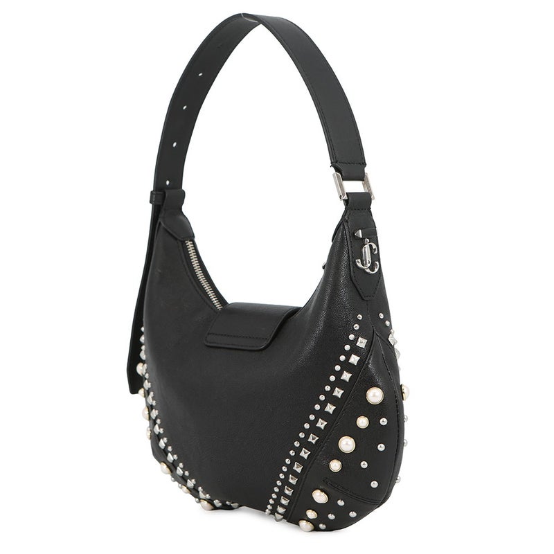 ジミーチュウ ハンドバッグ バー ホーボー スモール レザー フェイクパール BARHOBOSQXB JIMMY CHOO 黒