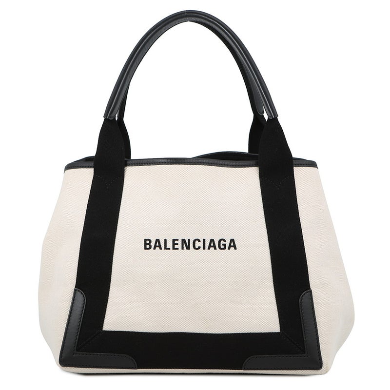 バレンシアガ トートバッグ ネイビーカバス S ポーチ付 339933 BALENCIAGA 黒 白
