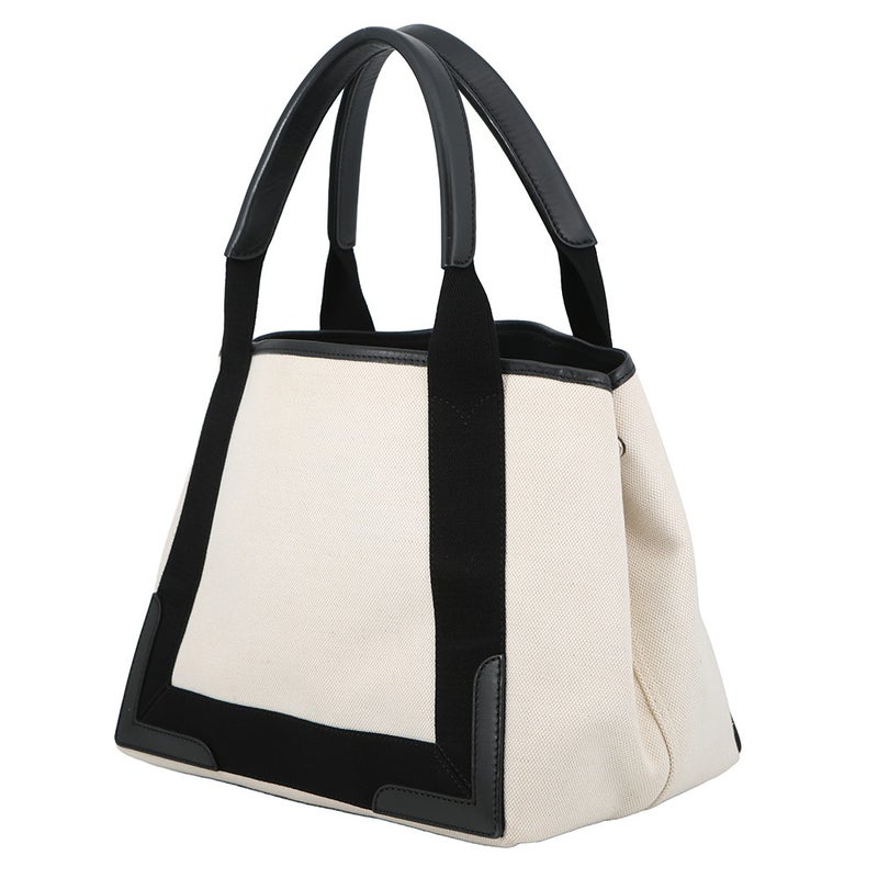 バレンシアガ トートバッグ ネイビーカバス S ポーチ付 339933 BALENCIAGA 黒 白