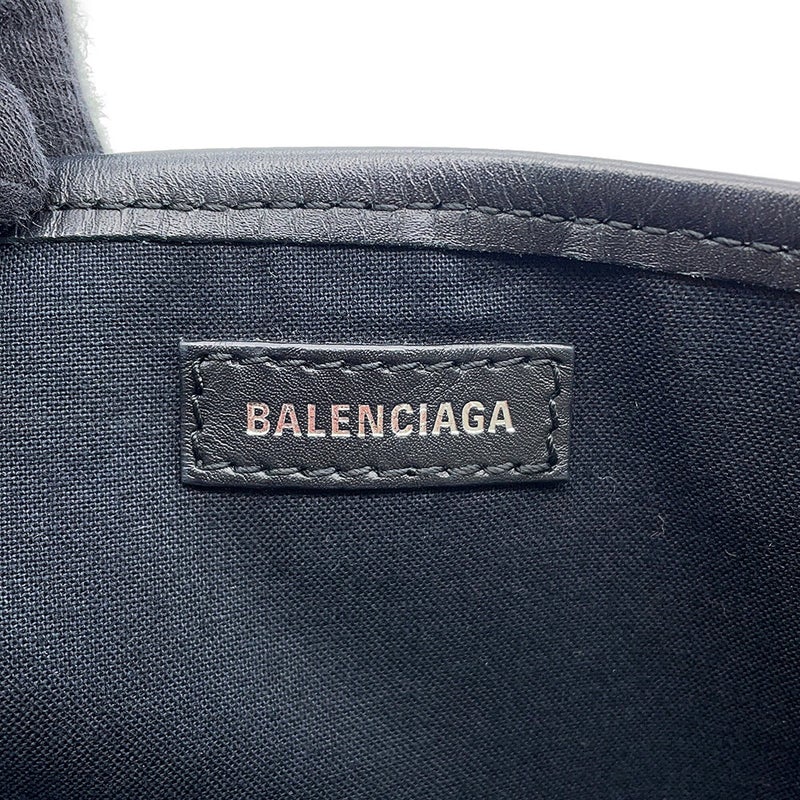 バレンシアガ トートバッグ ネイビーカバス S ポーチ付 339933 BALENCIAGA 黒 白