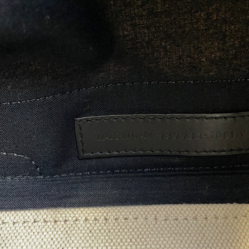 バレンシアガ トートバッグ ネイビーカバス S ポーチ付 339933 BALENCIAGA 黒 白