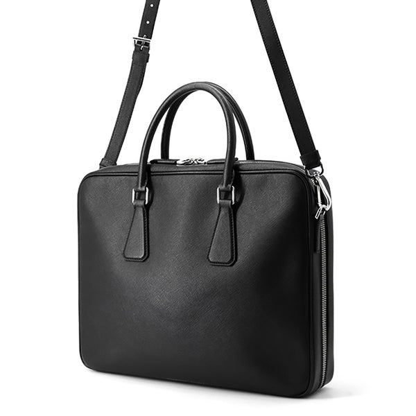 プラダ ブリーフケース サフィアーノ トライアングルロゴ 2VE028 PRADA ２wayショルダー メンズ 黒