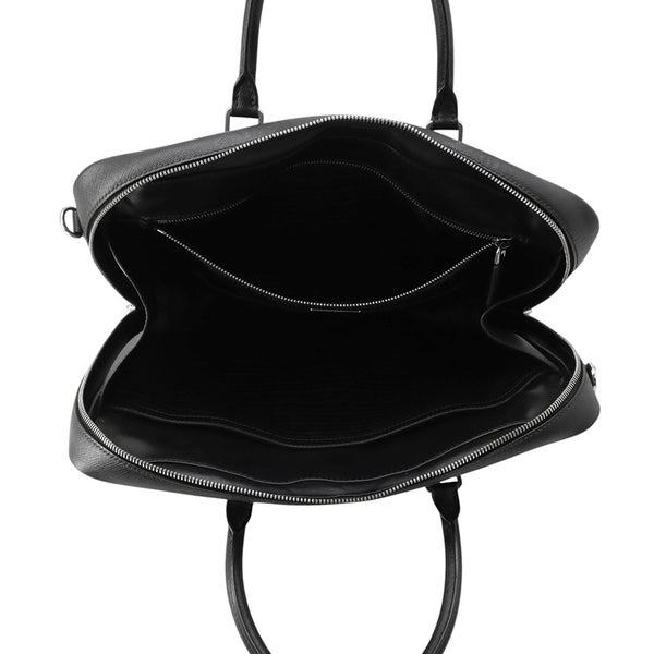 プラダ ブリーフケース サフィアーノ トライアングルロゴ 2VE028 PRADA ２wayショルダー メンズ 黒