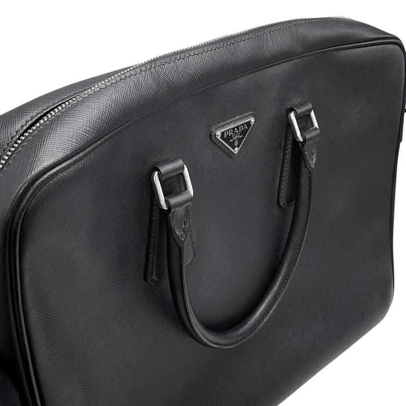 プラダ ブリーフケース サフィアーノ トライアングルロゴ 2VE028 PRADA ２wayショルダー メンズ 黒