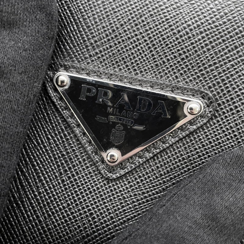 プラダ ブリーフケース サフィアーノ トライアングルロゴ 2VE028 PRADA ２wayショルダー メンズ 黒