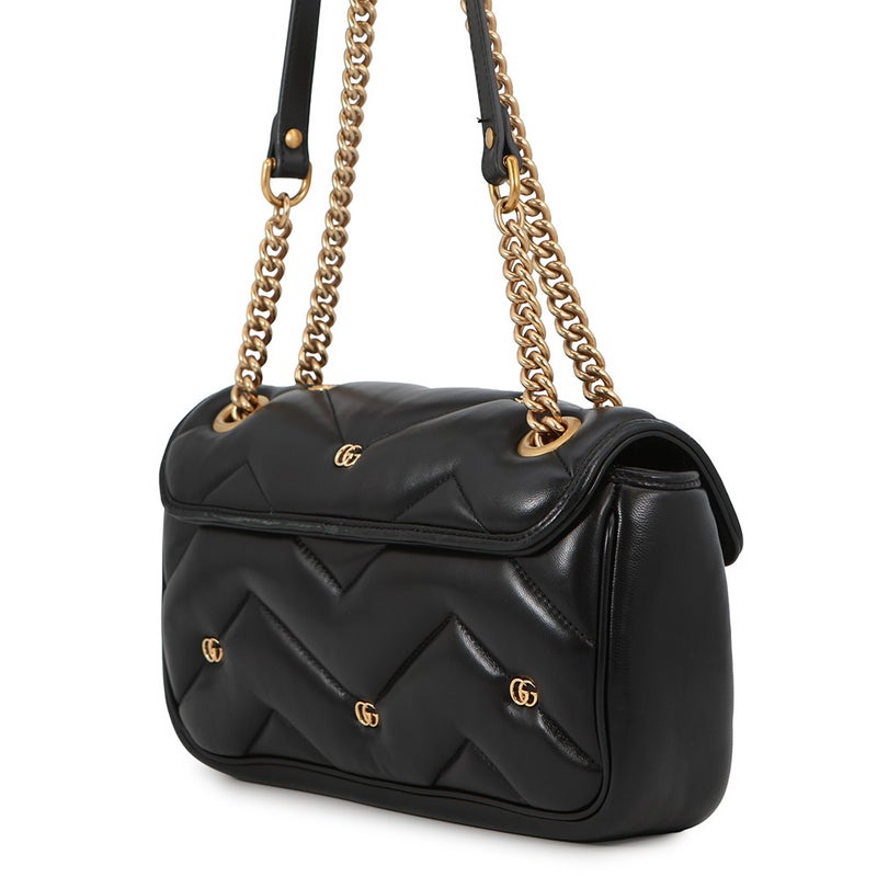 グッチ チェーンショルダーバッグ GGマーモント レザー 443497 GUCCI 黒