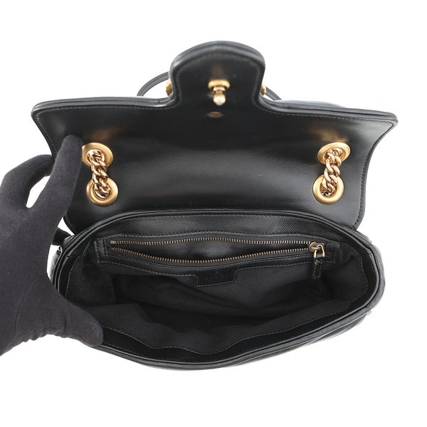グッチ チェーンショルダーバッグ GGマーモント レザー 443497 GUCCI 黒