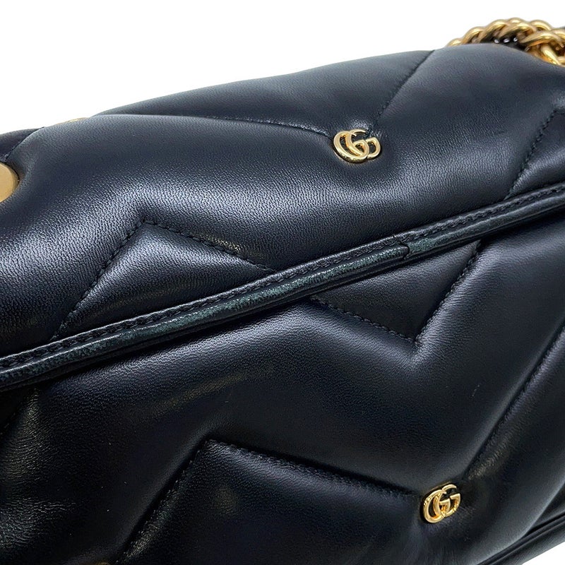 グッチ チェーンショルダーバッグ GGマーモント レザー 443497 GUCCI 黒