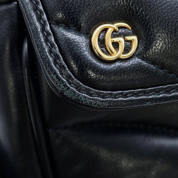 グッチ チェーンショルダーバッグ GGマーモント レザー 443497 GUCCI 黒