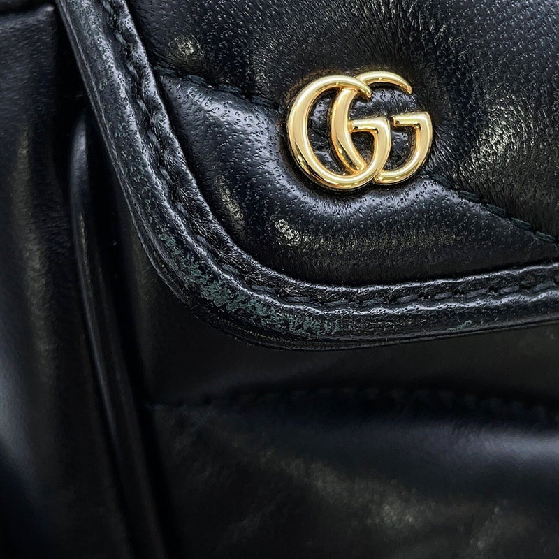 グッチ チェーンショルダーバッグ GGマーモント レザー 443497 GUCCI 黒