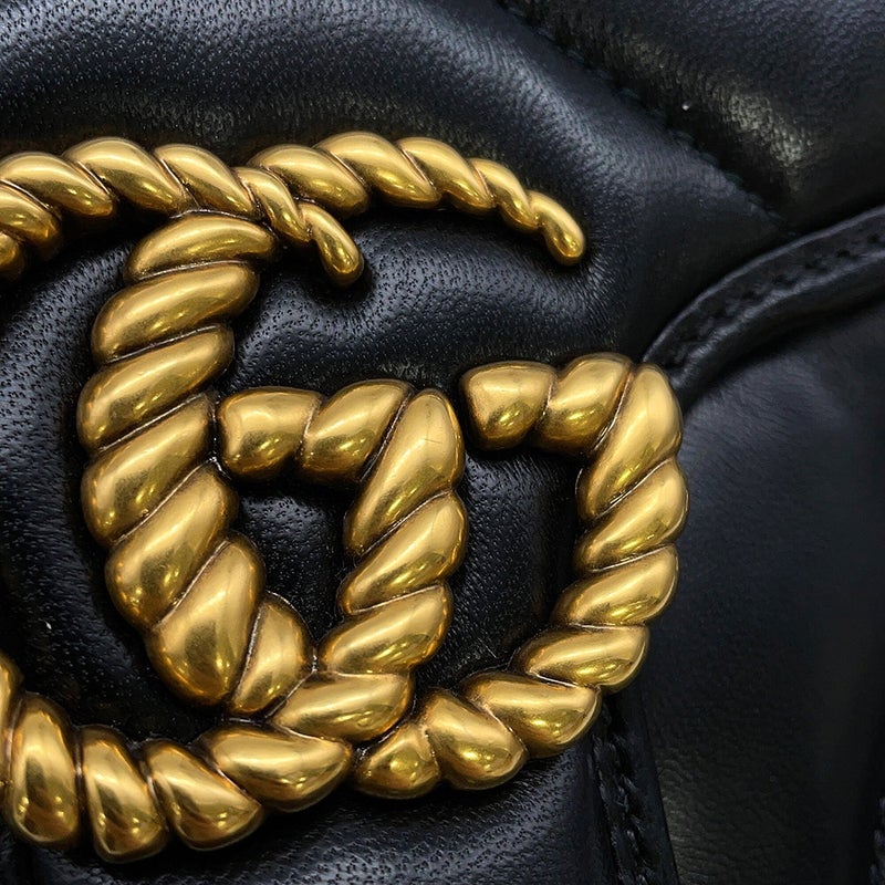 グッチ チェーンショルダーバッグ GGマーモント レザー 443497 GUCCI 黒