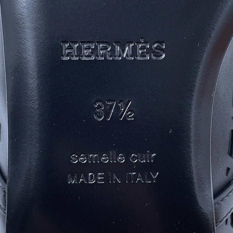 エルメス バレエシューズ メリ カーフレザー レディースサイズ37 1/2 HERMES 黒
