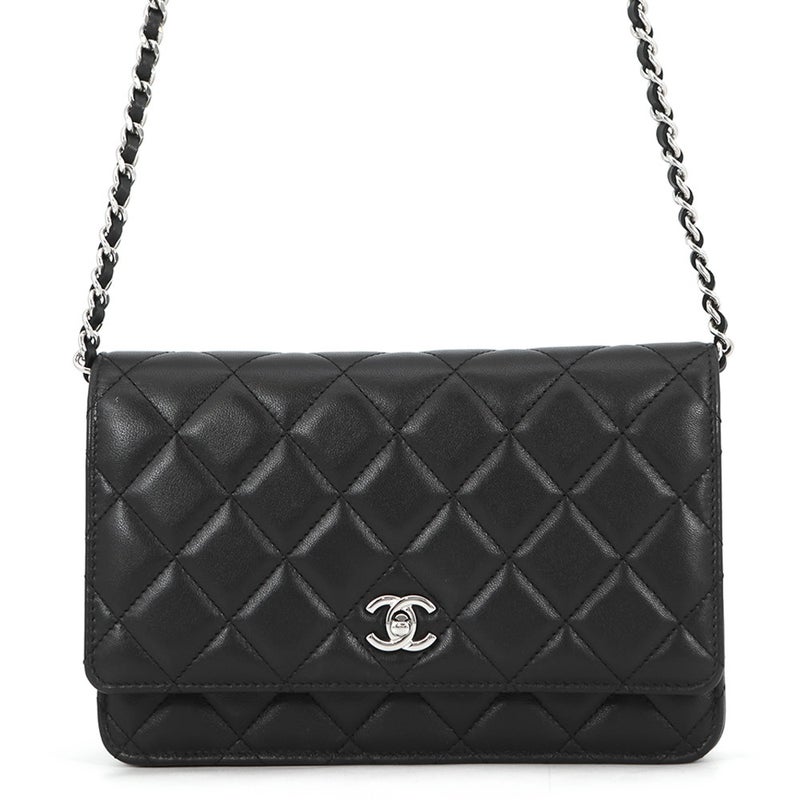 シャネル チェーンウォレット クラシック マトラッセ ココマーク ラムスキン AP4241 CHANEL 財布 黒