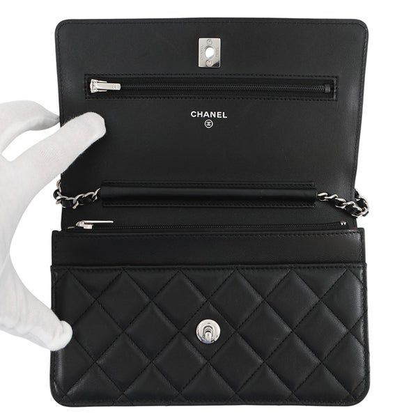 シャネル チェーンウォレット クラシック マトラッセ ココマーク ラムスキン AP4241 CHANEL 財布 黒