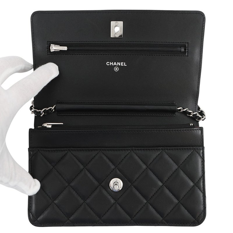 シャネル チェーンウォレット クラシック マトラッセ ココマーク ラムスキン AP4241 CHANEL 財布 黒