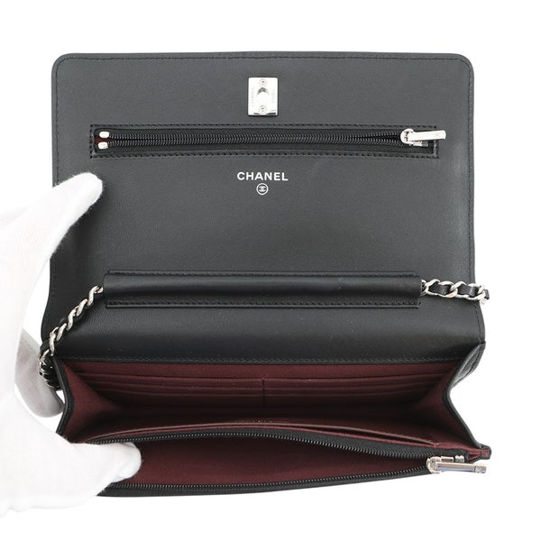 シャネル チェーンウォレット クラシック マトラッセ ココマーク ラムスキン AP4241 CHANEL 財布 黒