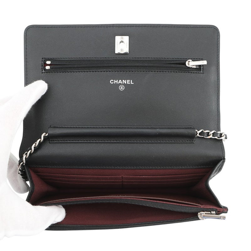 シャネル チェーンウォレット クラシック マトラッセ ココマーク ラムスキン AP4241 CHANEL 財布 黒