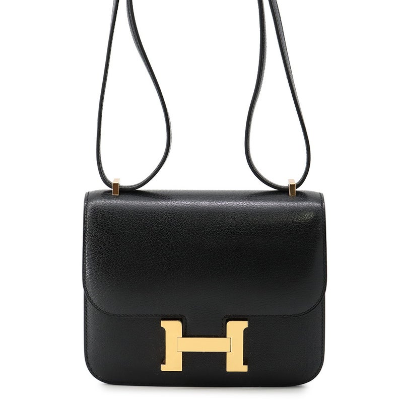 エルメス ショルダーバッグ ミニ コンスタンス3 ミロワール ブラック/ゴールド金具 シェブルミゾル G刻印 HERMES Constance 黒