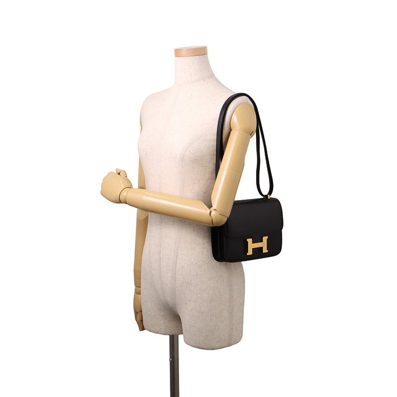 エルメス ショルダーバッグ ミニ コンスタンス3 ミロワール ブラック/ゴールド金具 シェブルミゾル G刻印 HERMES Constance 黒