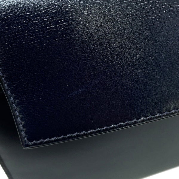 エルメス ハンドバッグ ケリー28 外縫い ネイビー/ゴールド金具 ボックスカーフ □E刻印 HERMES Kelly 2wayバッグ