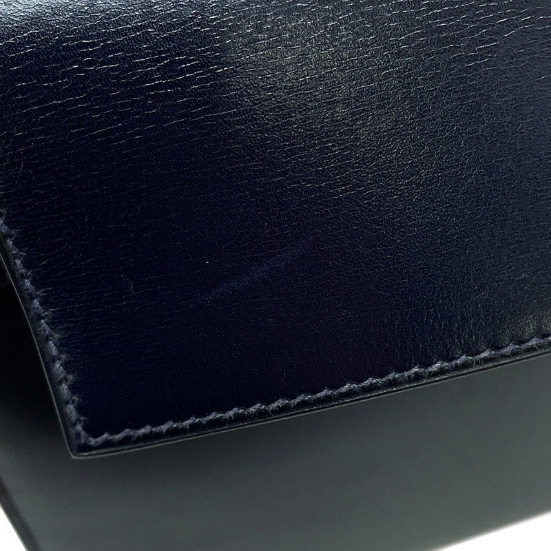 エルメス ハンドバッグ ケリー28 外縫い ネイビー/ゴールド金具 ボックスカーフ □E刻印 HERMES Kelly 2wayバッグ
